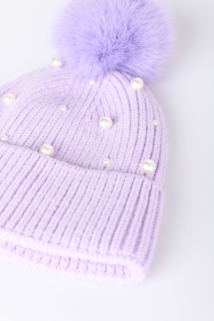 Beads and pompon beanie