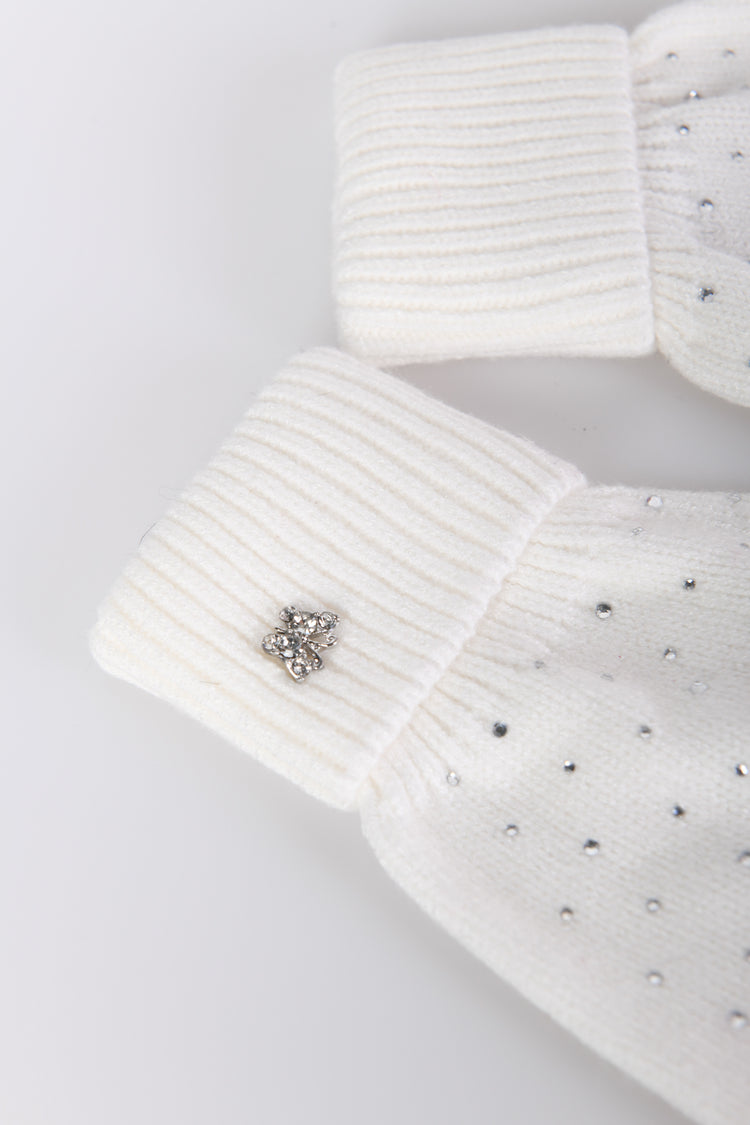 Rhinestoned mittens gloves