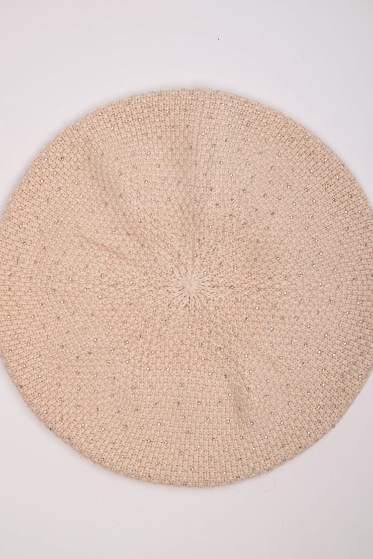 Rhinestone knit beret