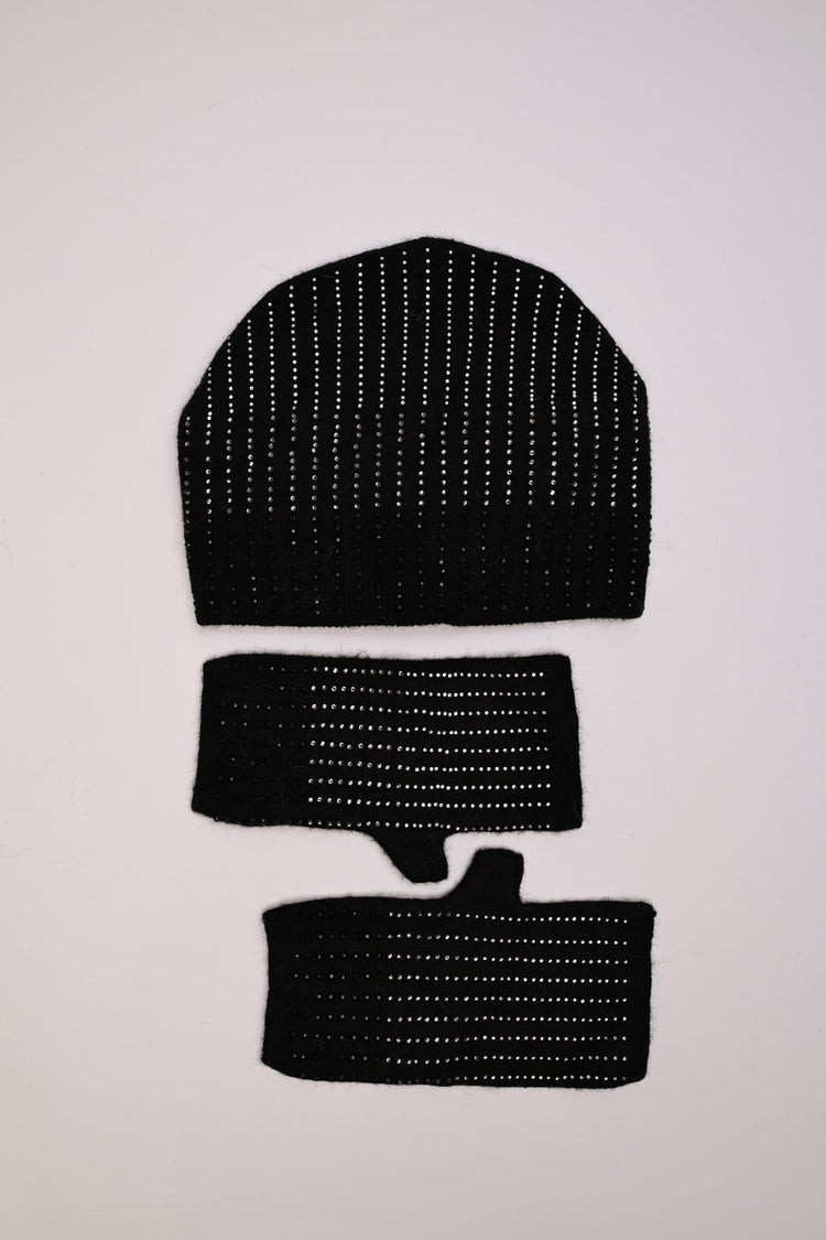 Rhinestone hat + gloves set
