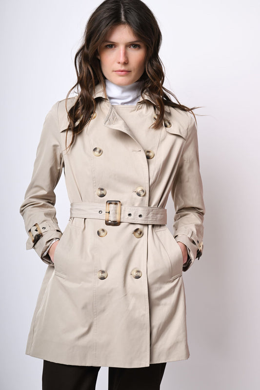 Belted double-breasted trench coat