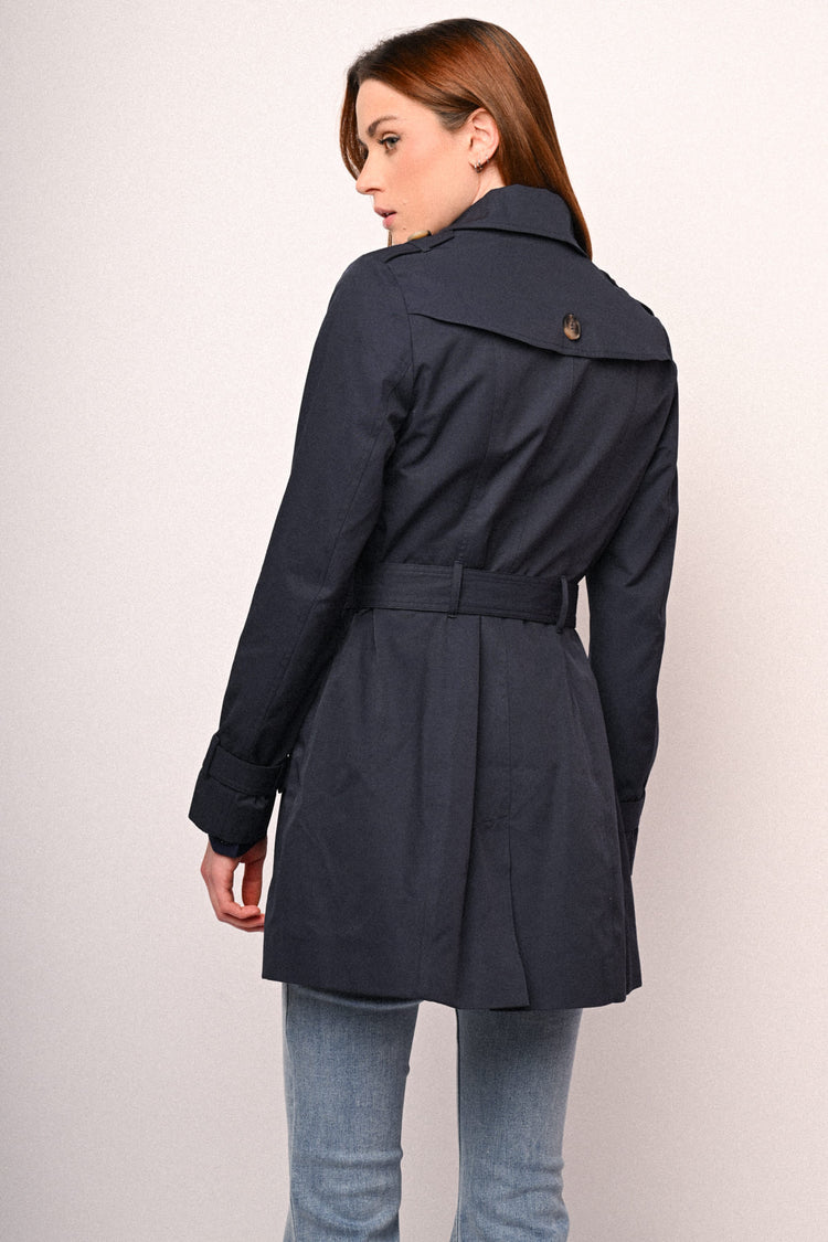 Belted double-breasted basic trench coat