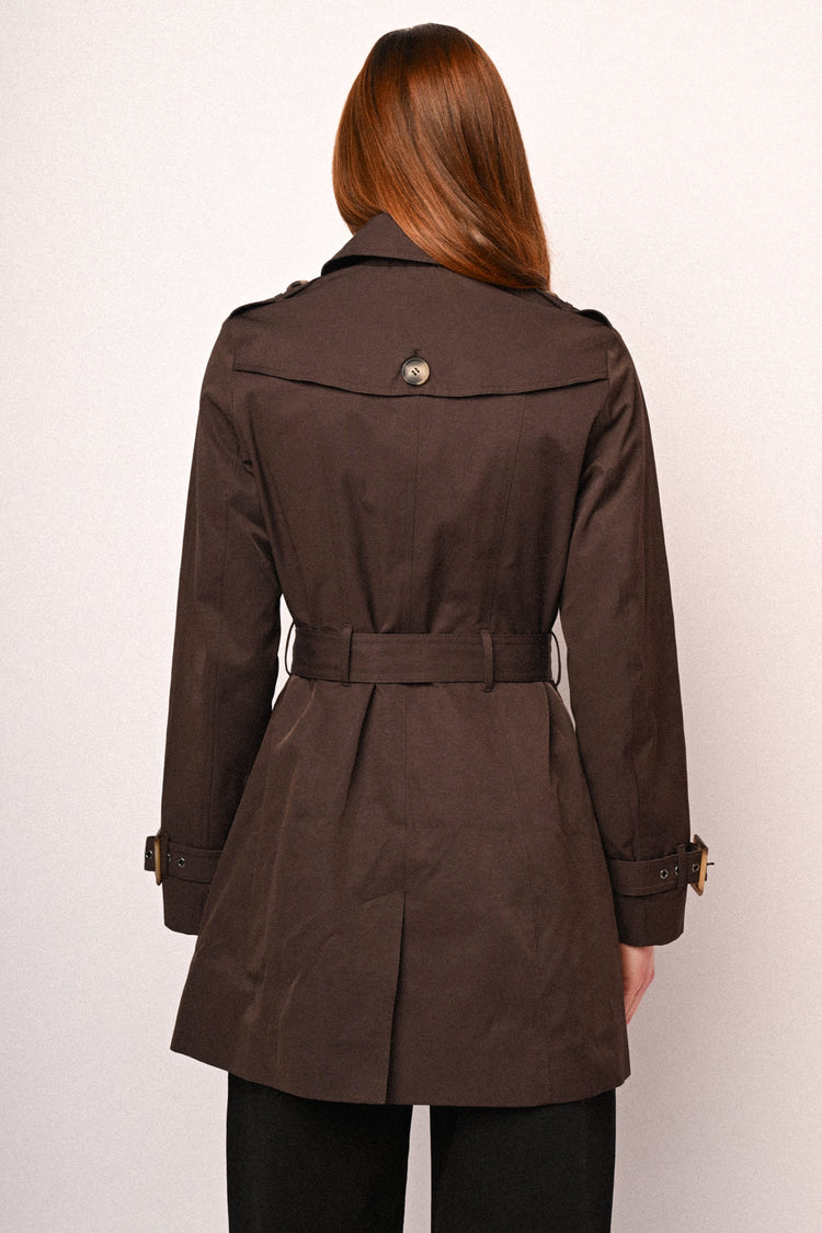 Belted double-breasted basic trench coat