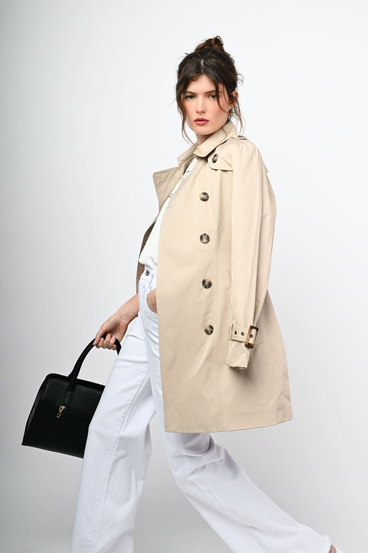Double-breasted short trench coat
