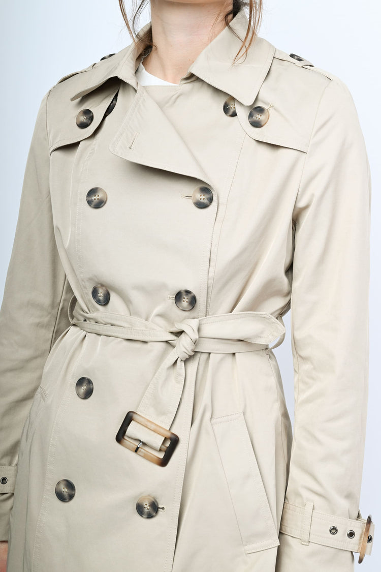 Double-breasted short trench coat