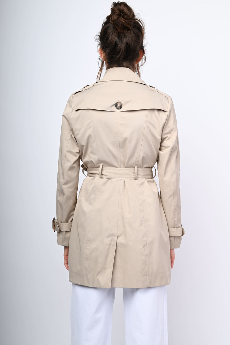 Double-breasted short trench coat