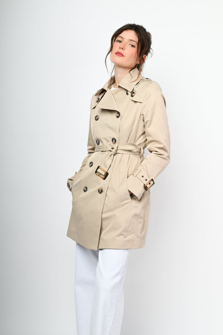 Double-breasted short trench coat