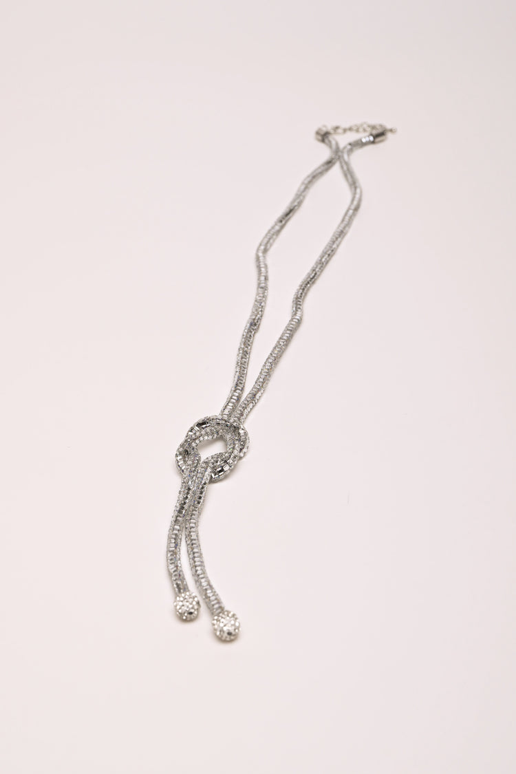 Rhinestone knout long necklace