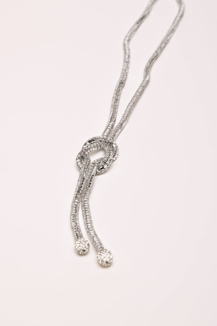 Rhinestone knout long necklace