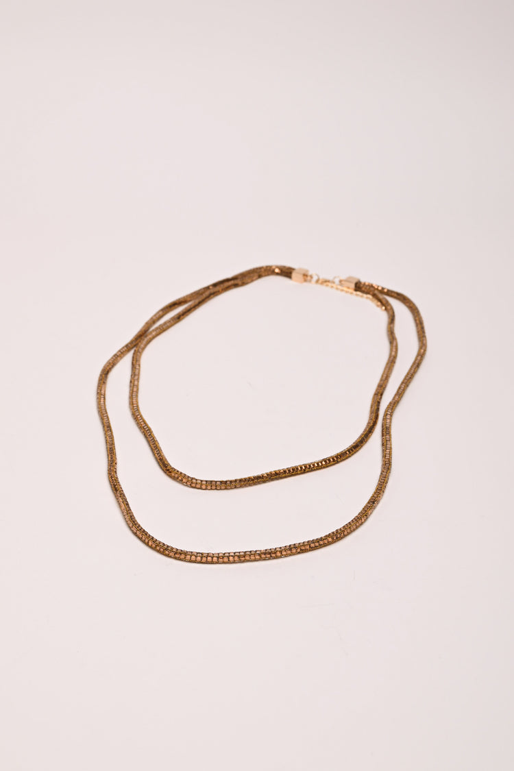 Long double strand necklace