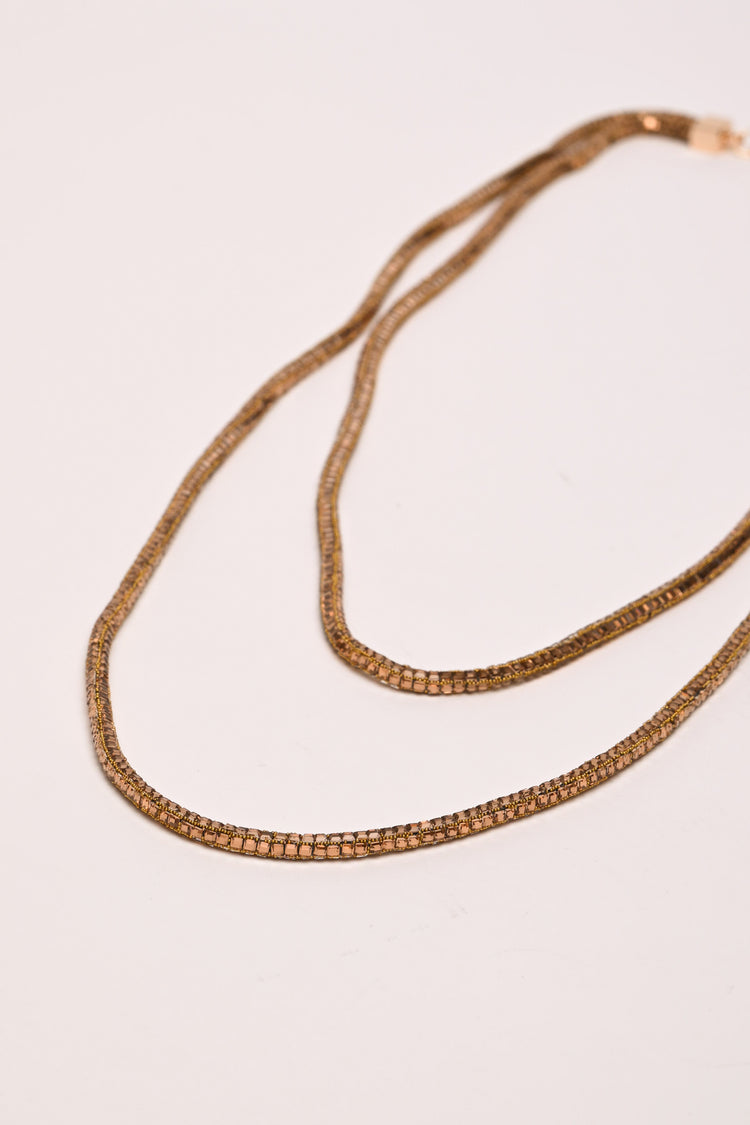 Long double strand necklace