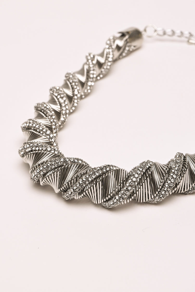 Rhinestone twisted necklace