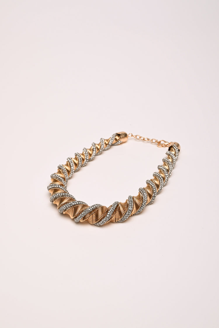 Rhinestone twisted necklace