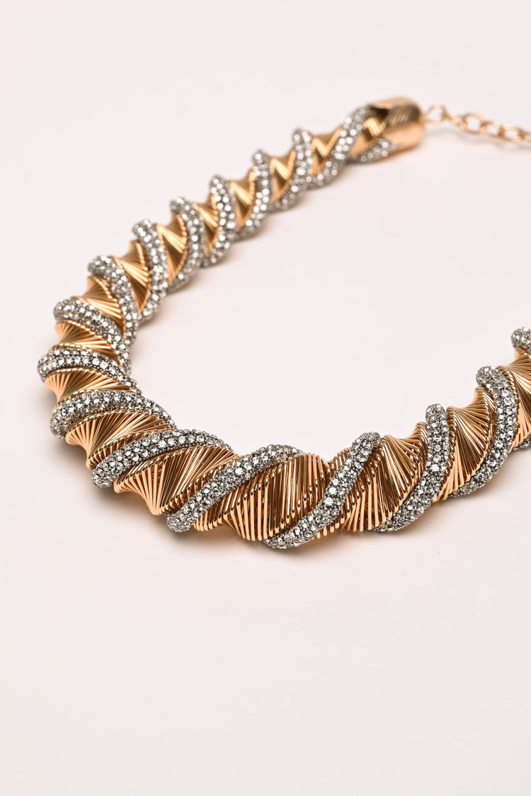 Rhinestone twisted necklace
