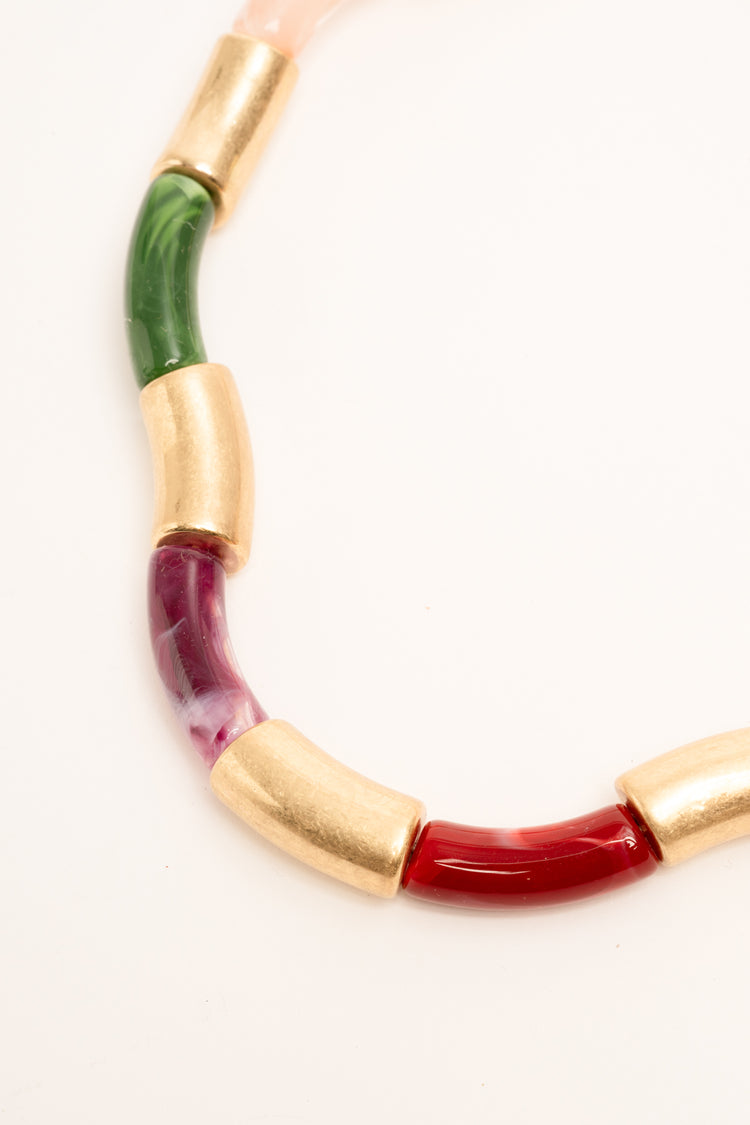 Collana con placche multicolor
