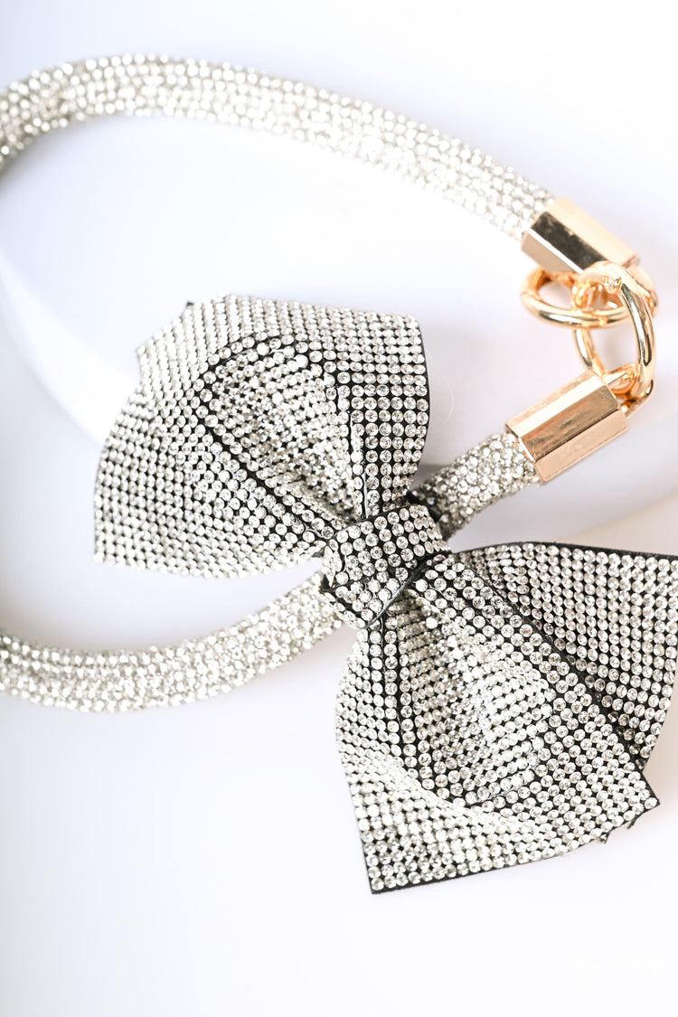 Bow and rhinestone keychain