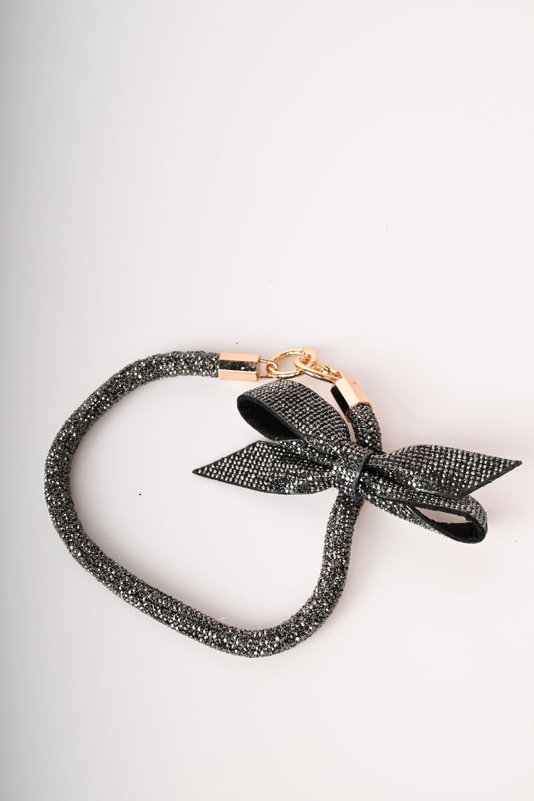 Bow and rhinestone keychain