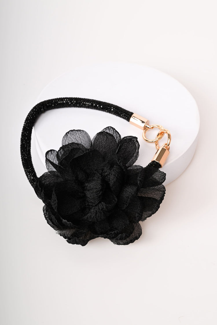Flower and rhinestone keychain