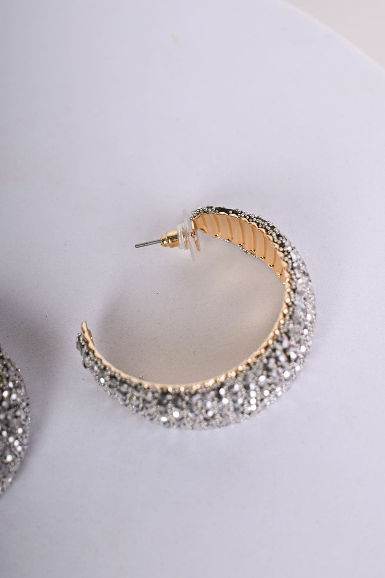 Rhinestone half-circle earrings