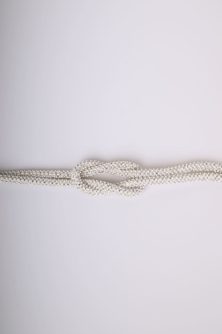 Rhinestones, beads and knot belt