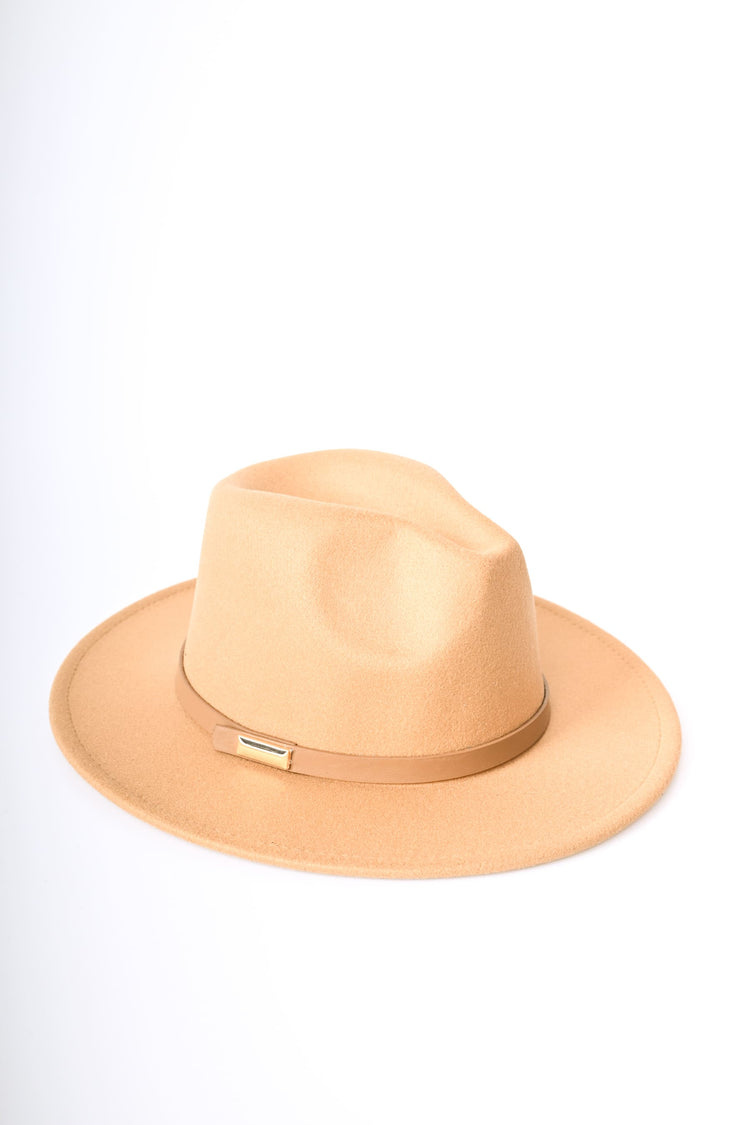 Faux leather strap fedora hat