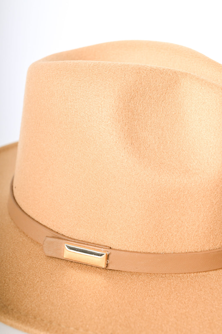Faux leather strap fedora hat