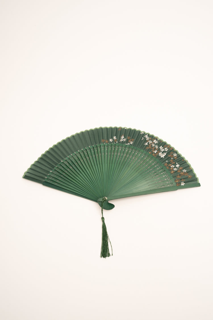 Floral motif green fan