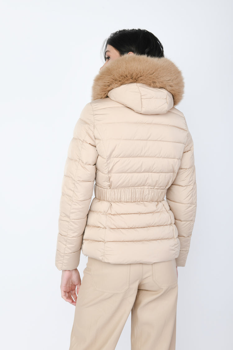 Faux-fur trimmed hood down jacket