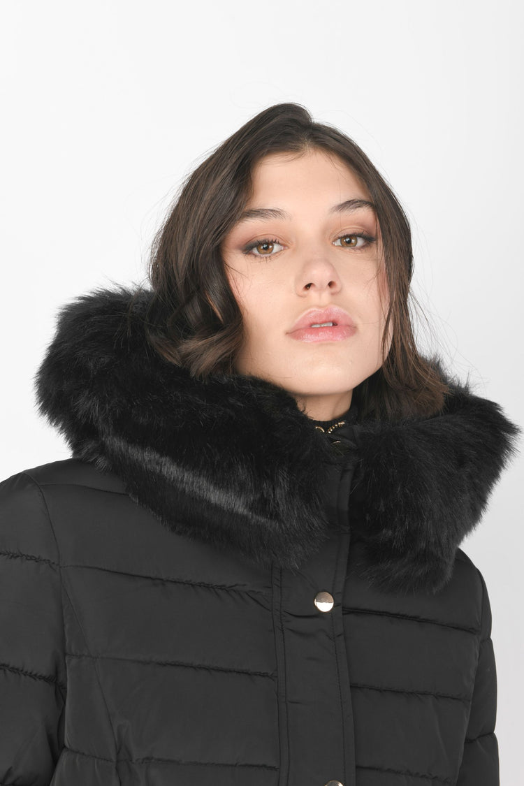 Faux-fur trimmed hood down jacket