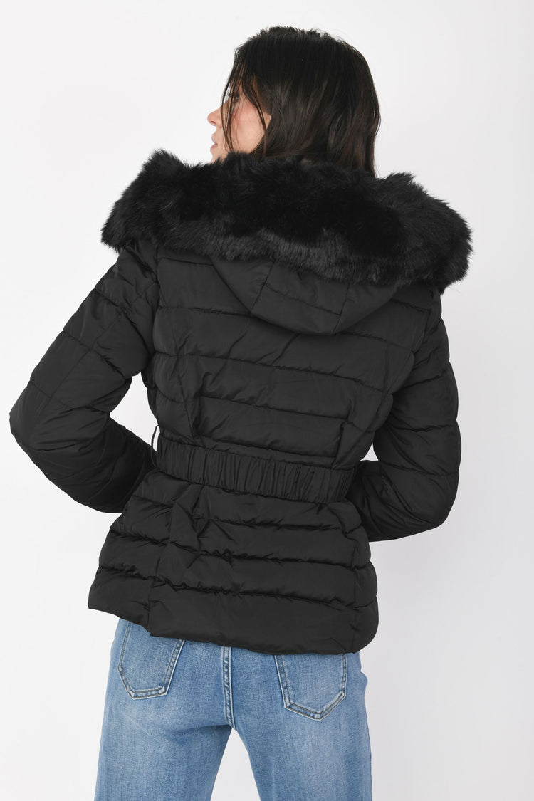 Faux-fur trimmed hood down jacket