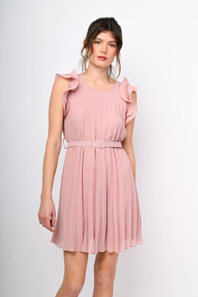 Pleated fabric mini dress
