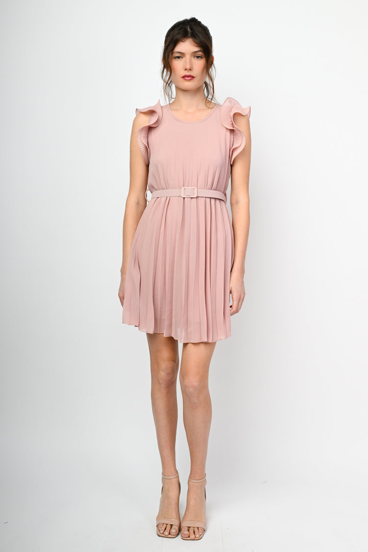 Pleated fabric mini dress