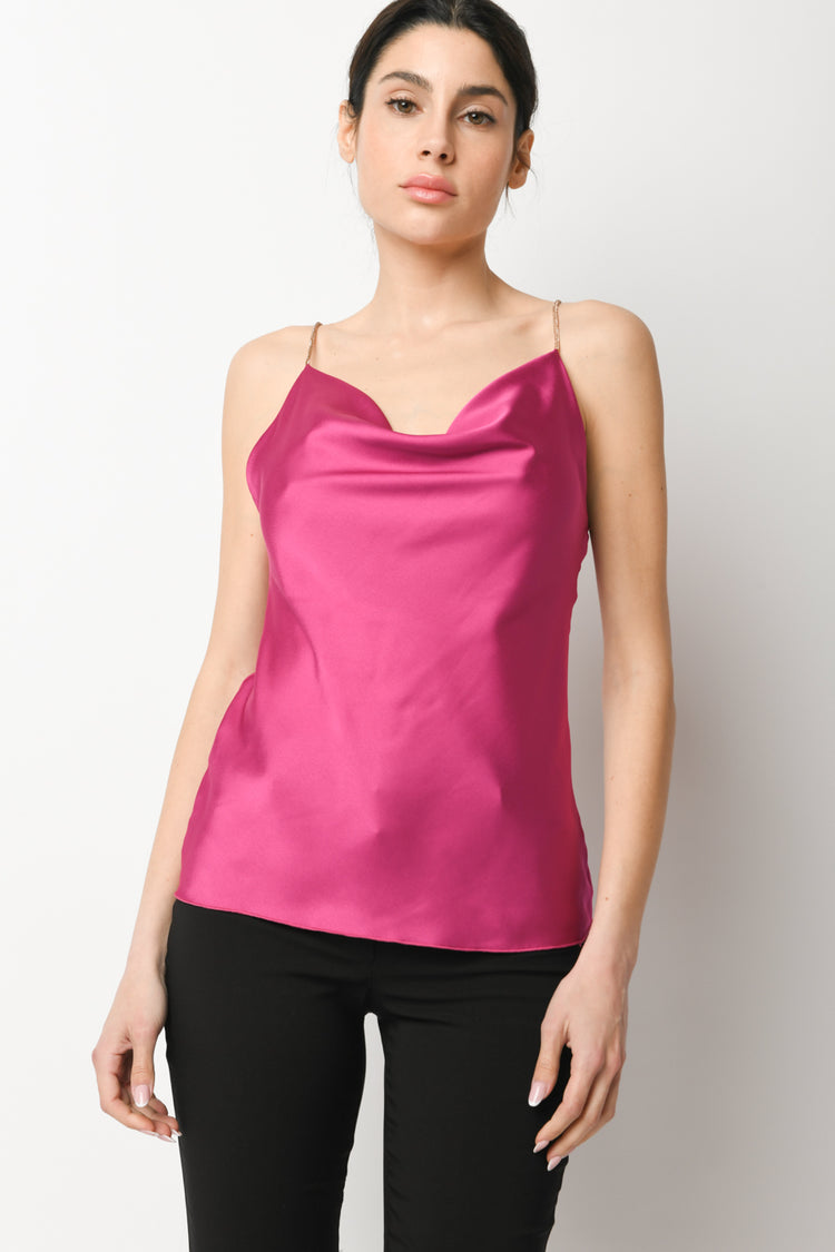 Jewel straps satin camisole
