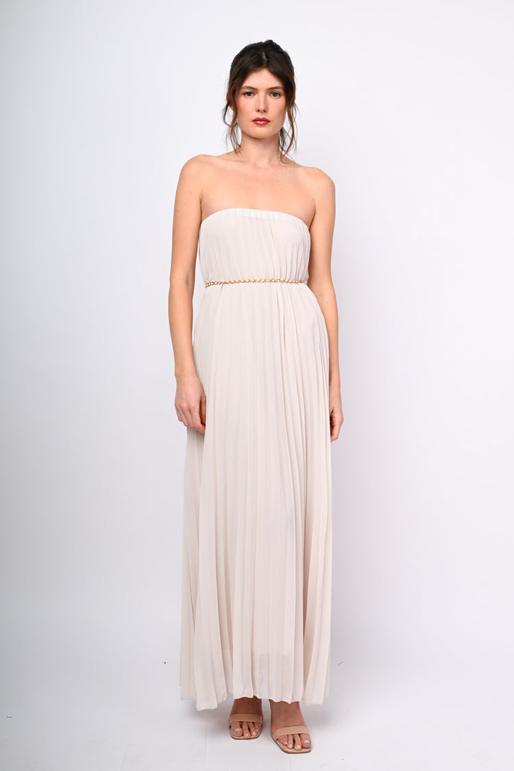 Pleated fabric long dress