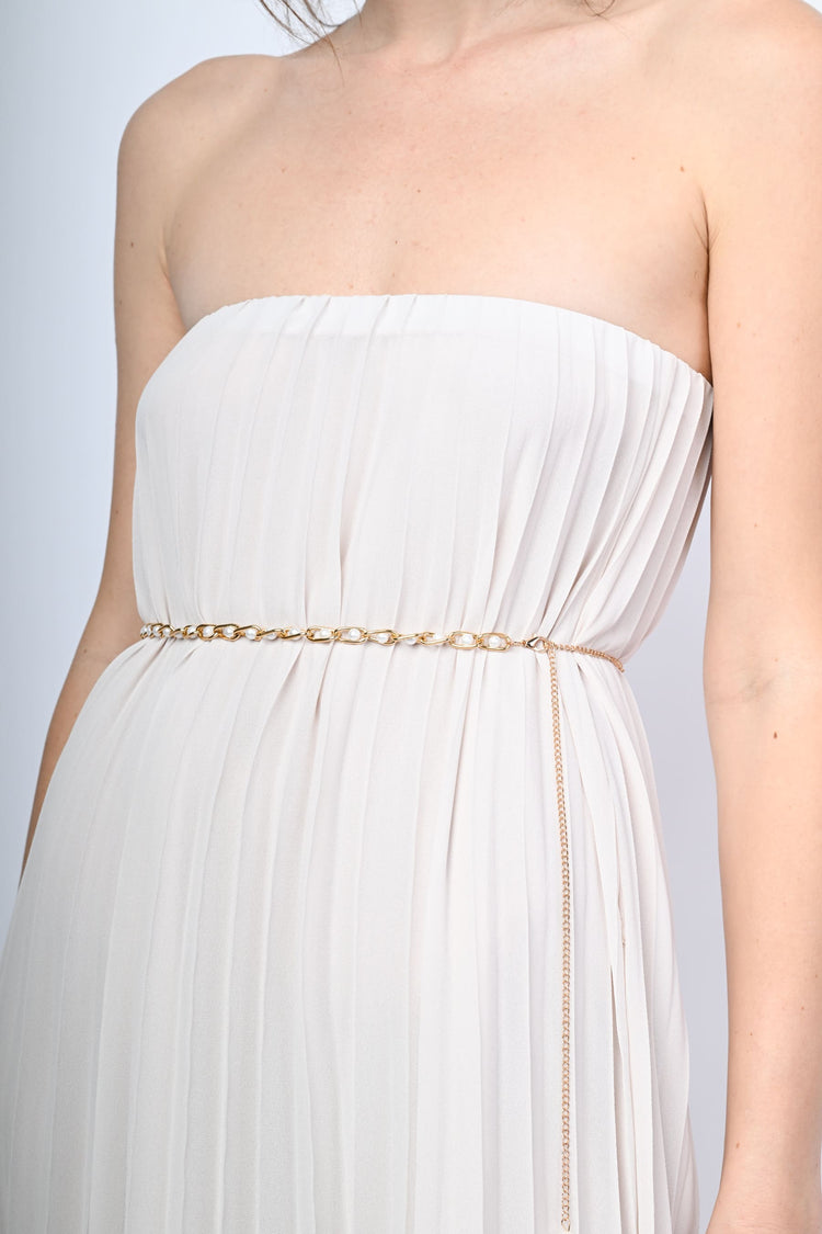 Pleated fabric long dress