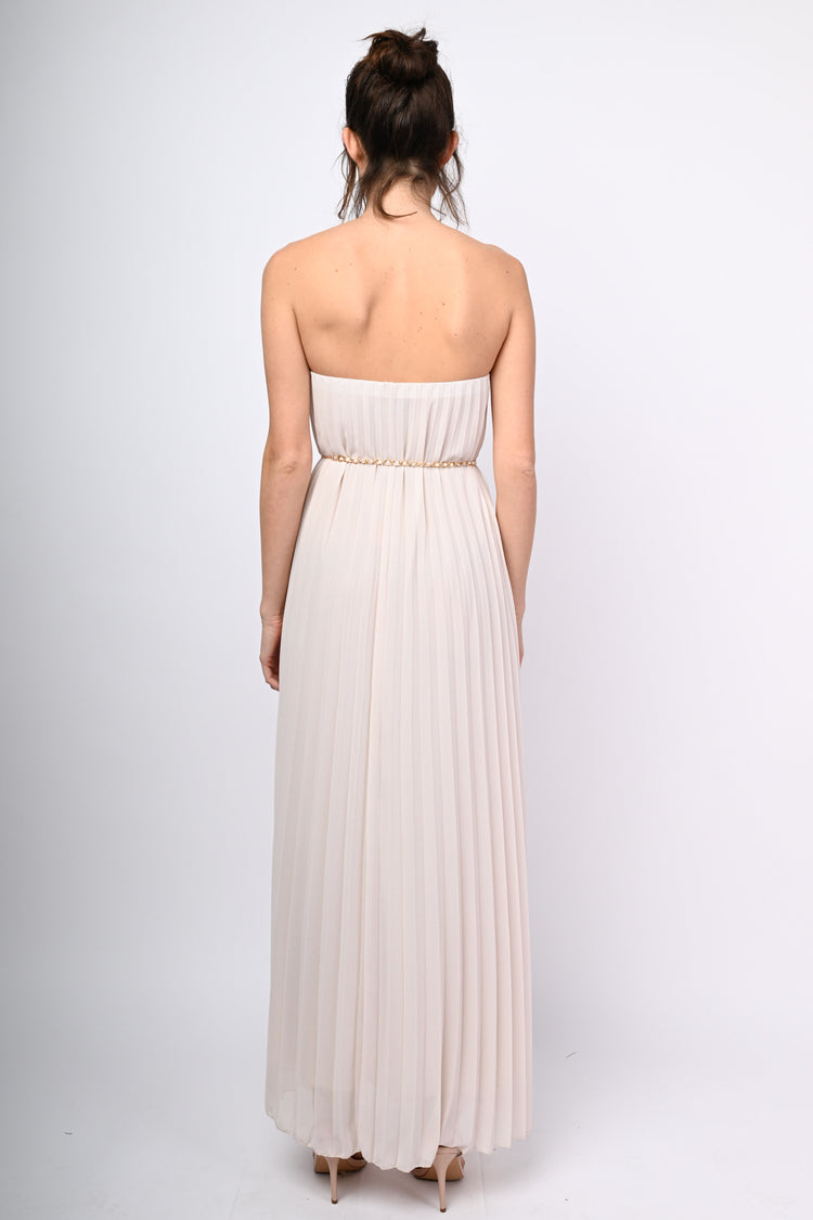 Pleated fabric long dress