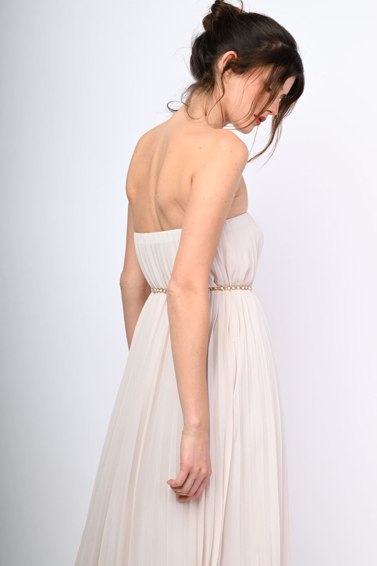 Pleated fabric long dress