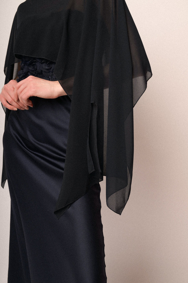 Blue tulle fluid shrug