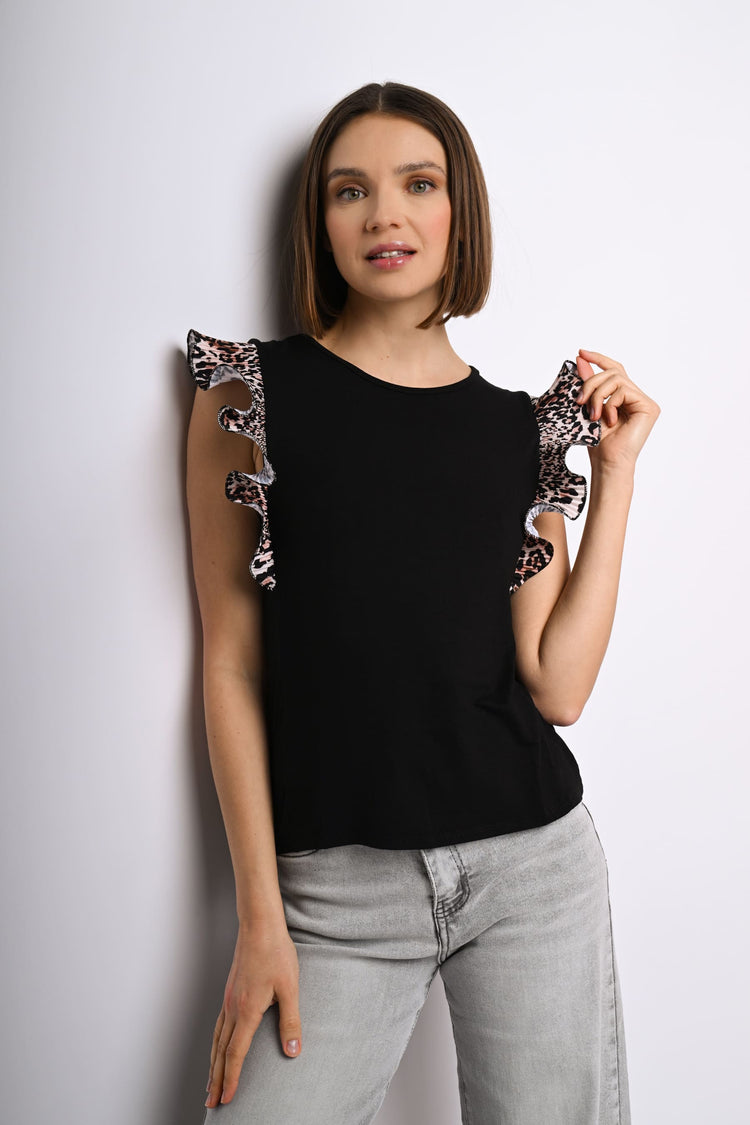 Leopard print frills top