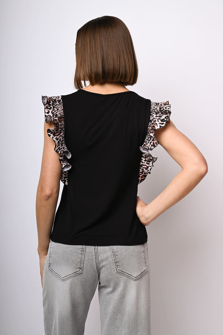 Leopard print frills top