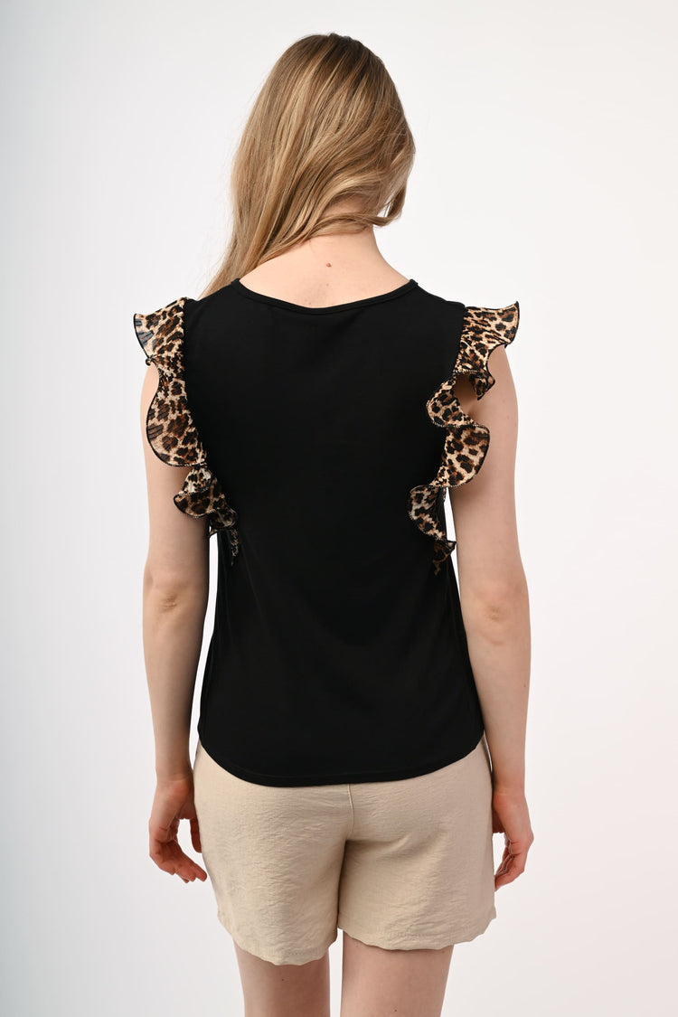 Leopard-print frills top