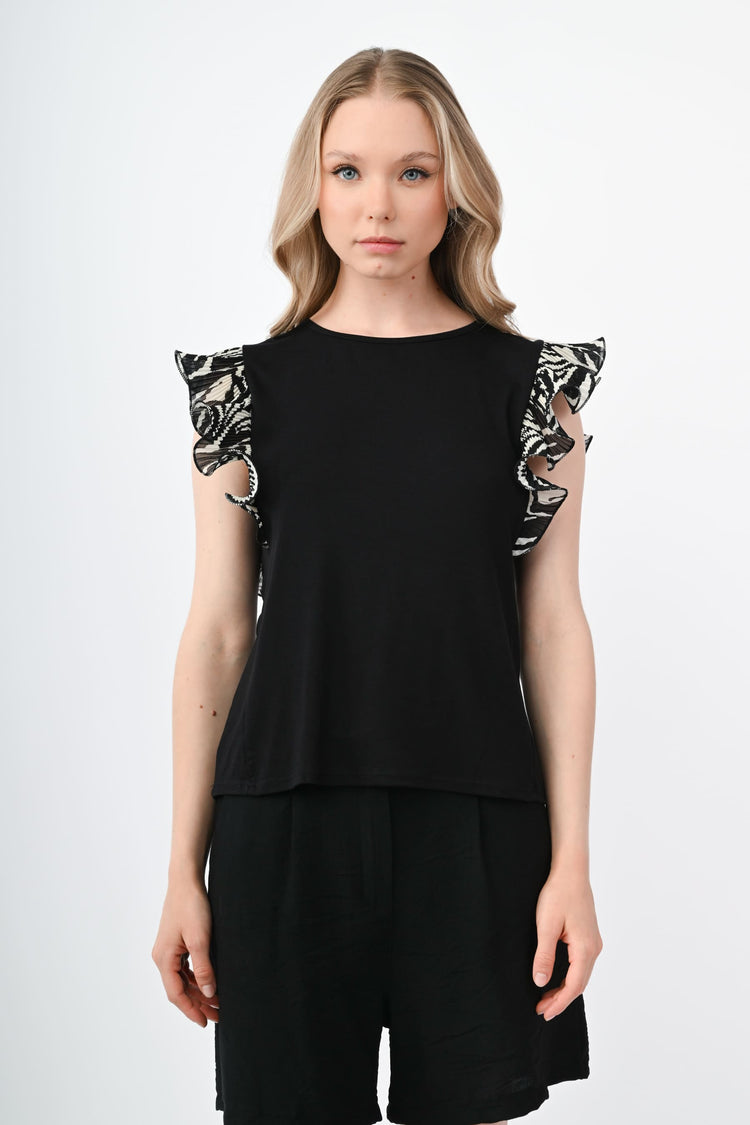 Zebra-print frills top