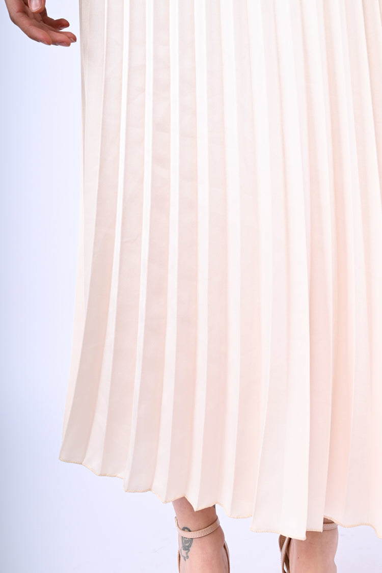 Pleated satin midi skirt