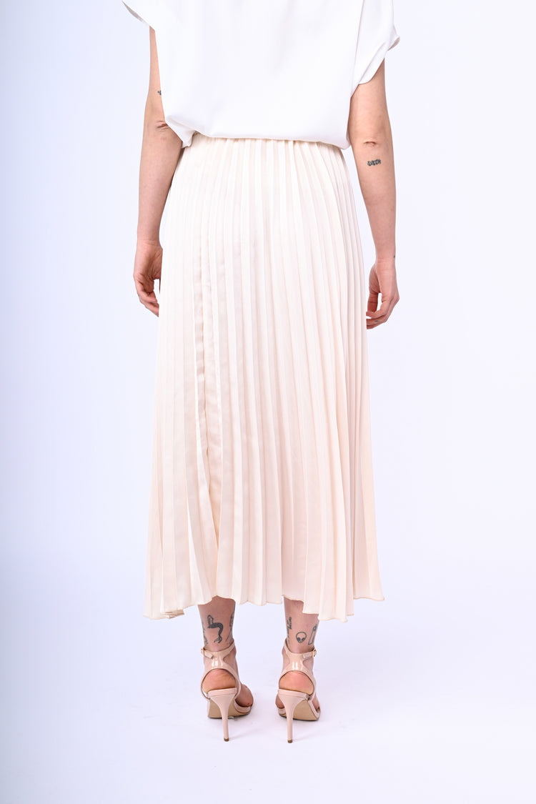 Pleated satin midi skirt