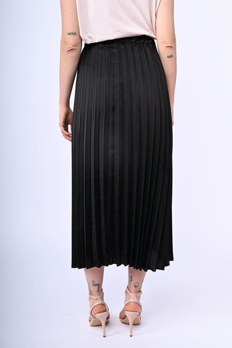 Pleated satin midi skirt