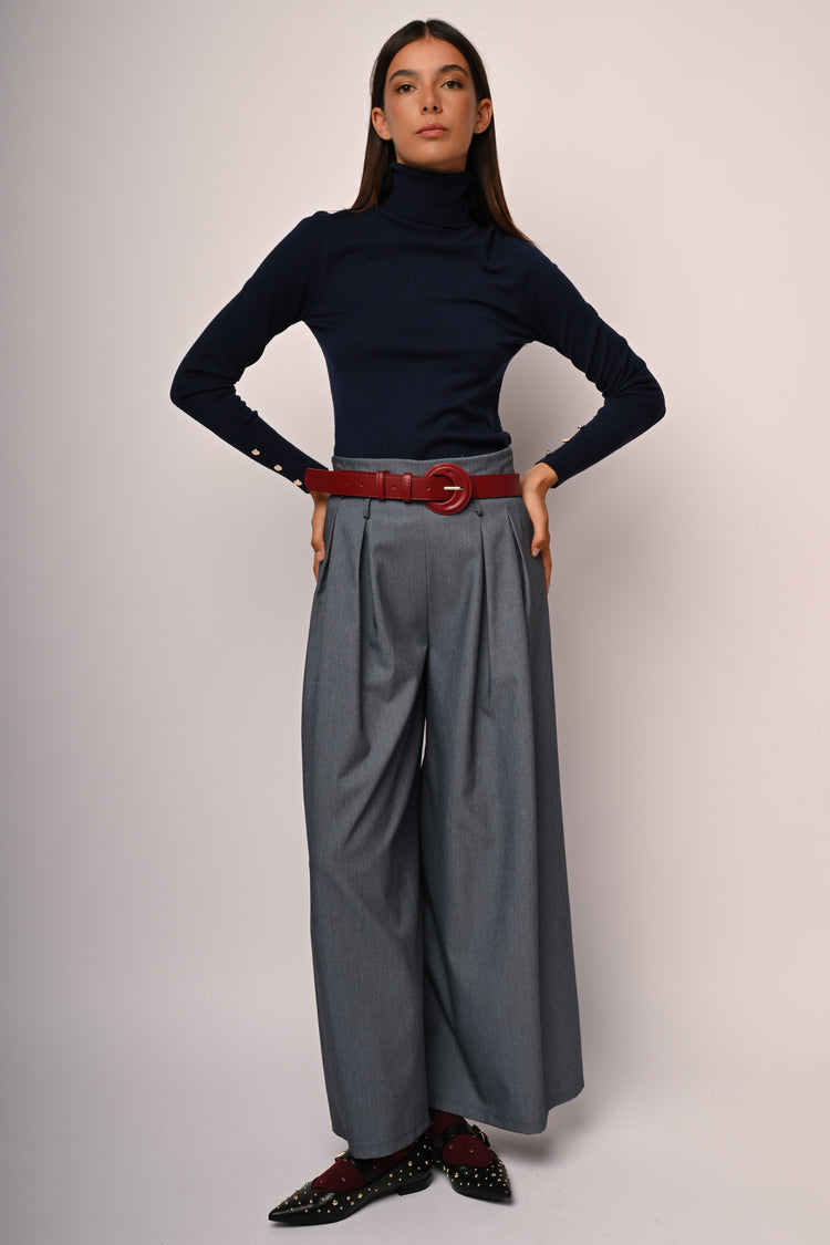 3D flower wide-leg trousers