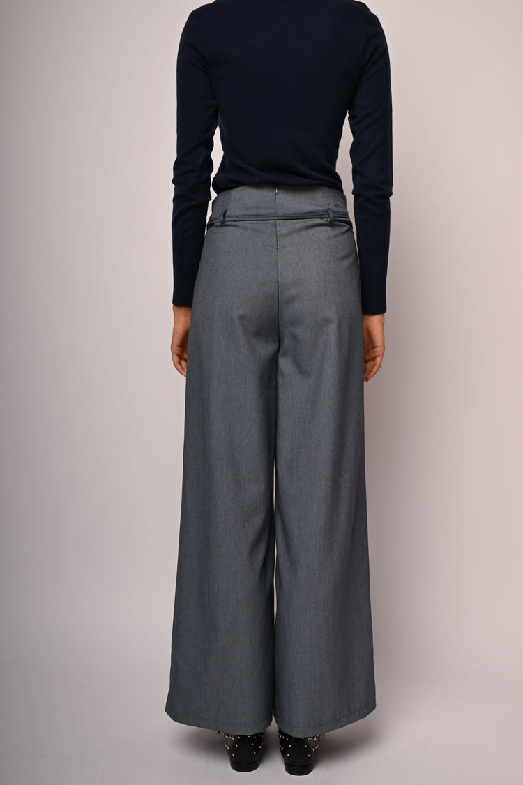 3D flower wide-leg trousers
