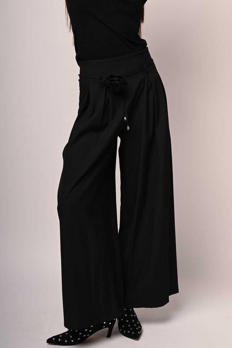 3D flower wide-leg trousers