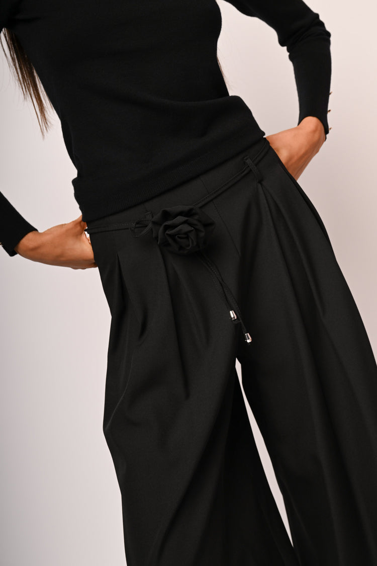 3D flower wide-leg trousers