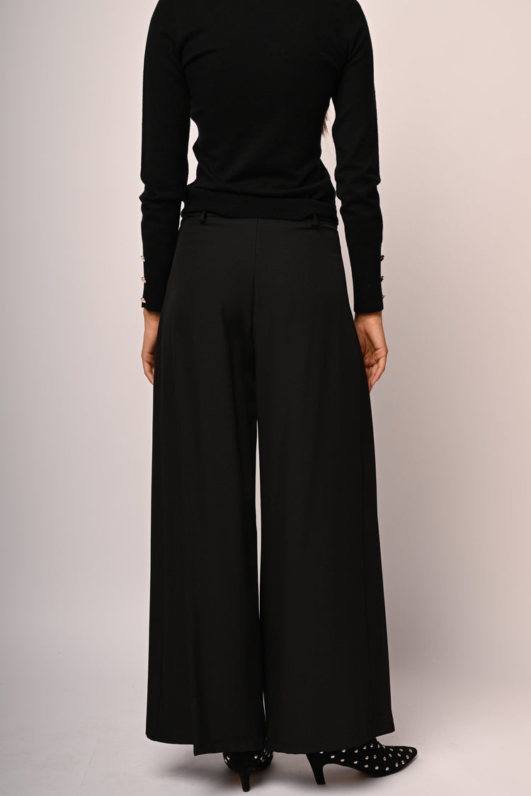 3D flower wide-leg trousers